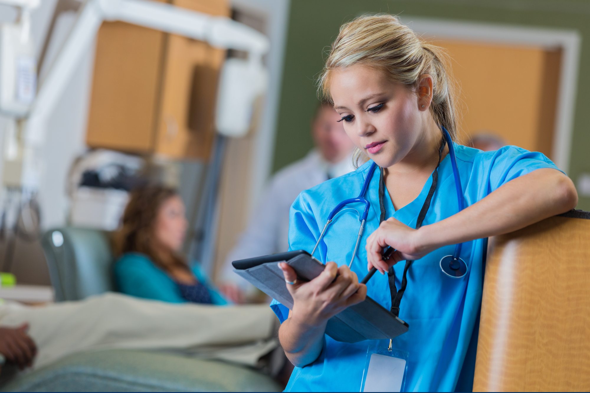 nurse with a patient chart