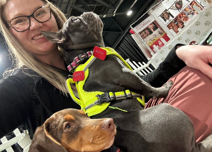Hanna Heilman with two dogs.